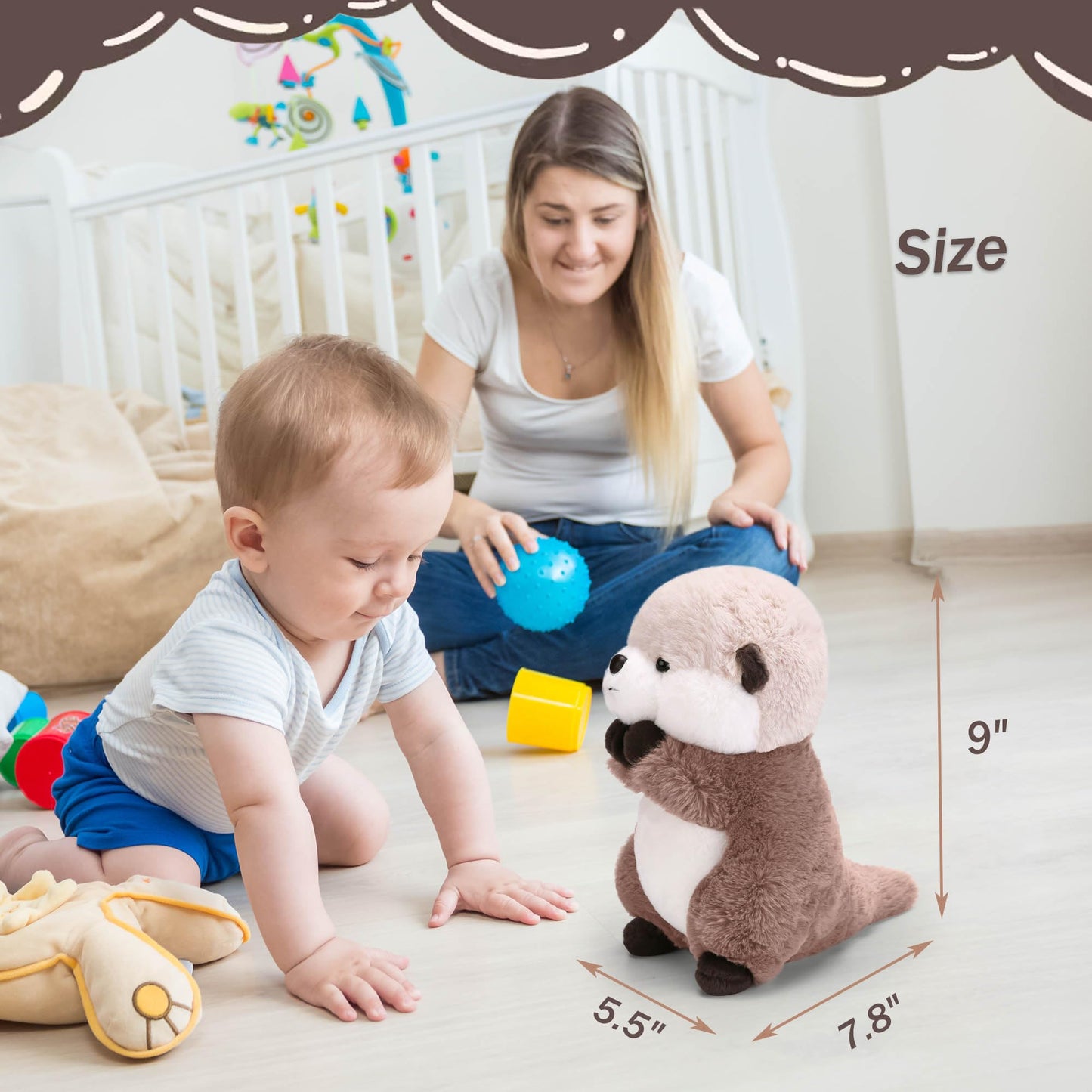Riuhot Cute Otter Plush Soft Plushie Toy Stuffed Animal Birthday Gift for Kids Children Girls Boys 9.8 Inch Sea Otter Stuffed Animals