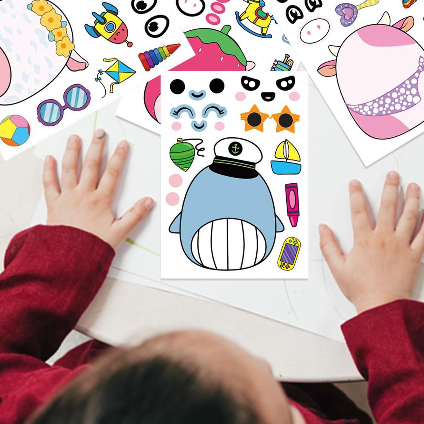 YSYKJYXGS 24 Sheets Cute Anime Make a Face Stickers,Birthday Supplies,Birthday Party Favor Supplies Craft