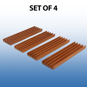 GSE Games & Sports Expert Domino Set of 4 Wooden Domino Trays Holders Organizer - Premium Tiles Holder Racks for Mexican Train, Chicken Foot and Other