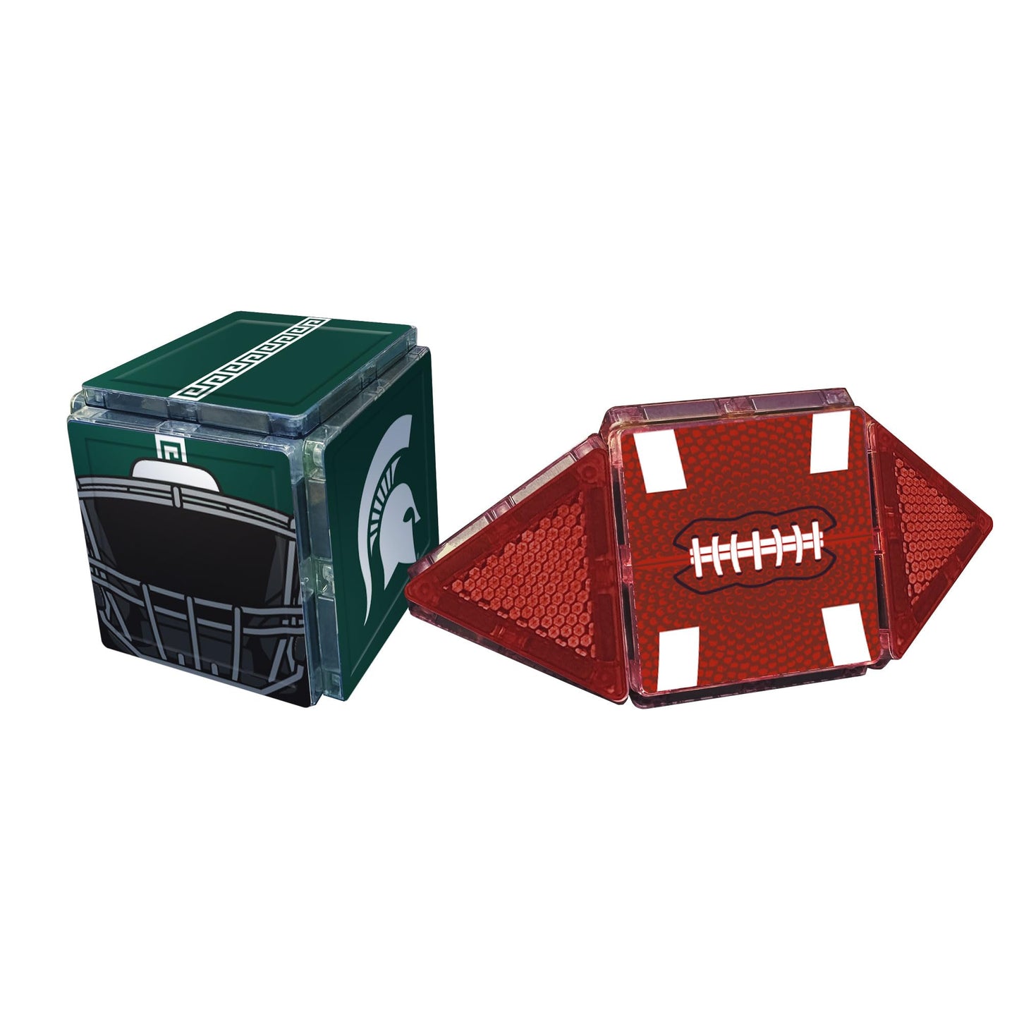 CreateOn NCAA Fan-Tiles Magnetic Match-Up Tiles for Michigan State Spartans Fans, 17-Piece Building for Kids & Adults, Officially Licensed NCAA Team