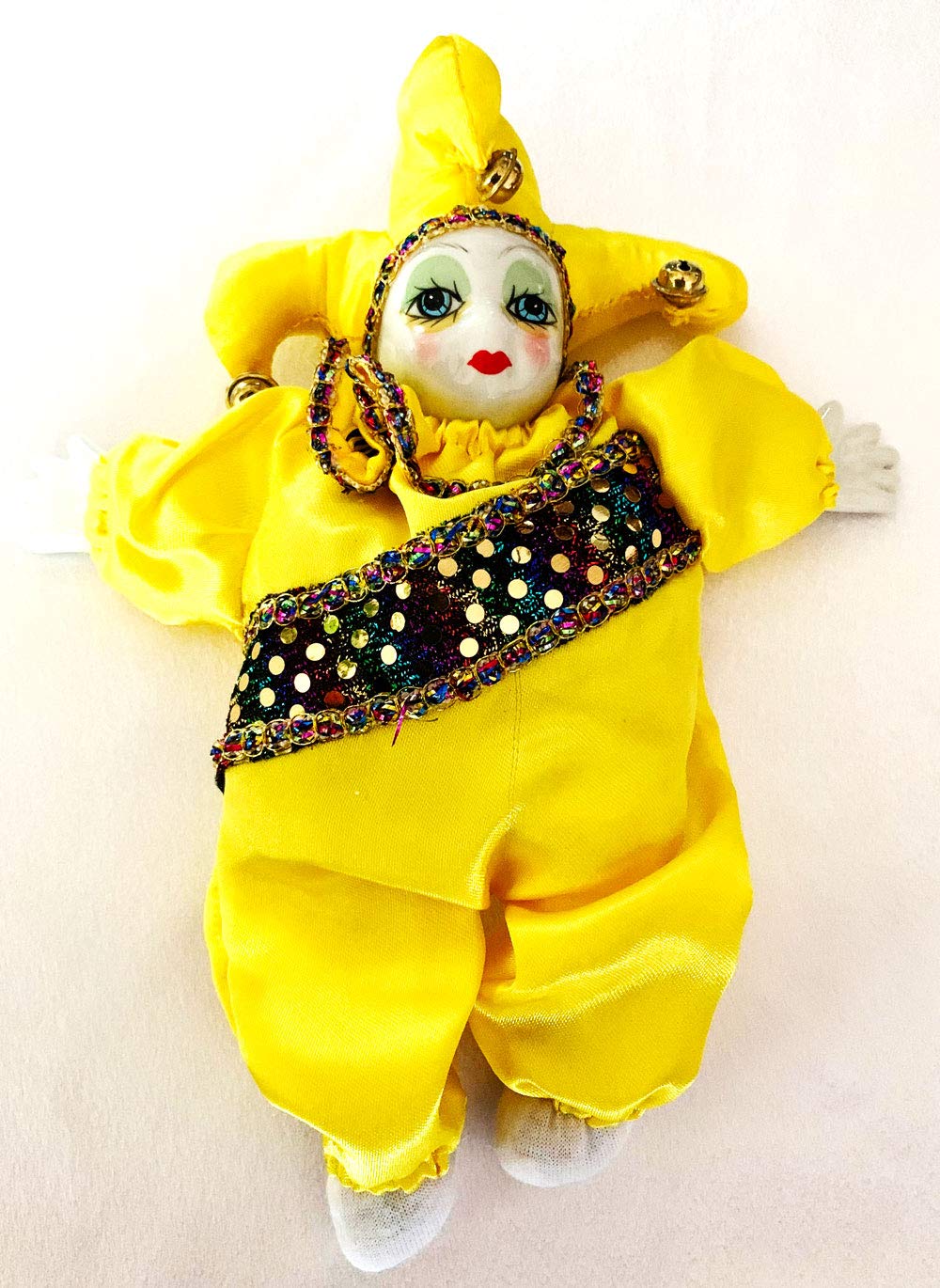 Porcelain Baby Clown Doll Mardi Gras New Orleans 6 (Yellow)