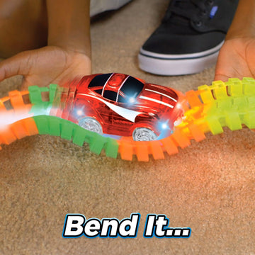 Ontel Magic Tracks Crash Set - 10ft Speedway, 200 Glow-in-The-Dark Pieces & LED Cars for Ultimate Racing Fun!