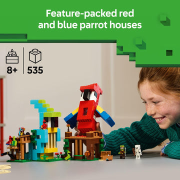 LEGO Minecraft The Parrot Houses Building Toy for Boys and Girls 8+ - Minecraft Video Game Kids Toy - Includes Jungle Ranger and Parrot Handler