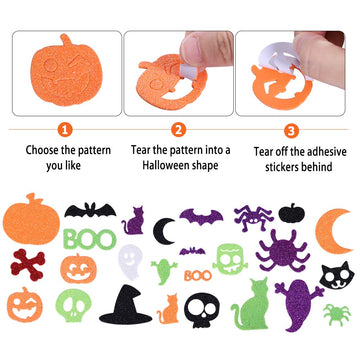 Max Fun 700Pcs Halloween Foam Stickers Glitter Foam Sticker DIY Craft Stickers for Kids Halloween Decorations Party Supplies