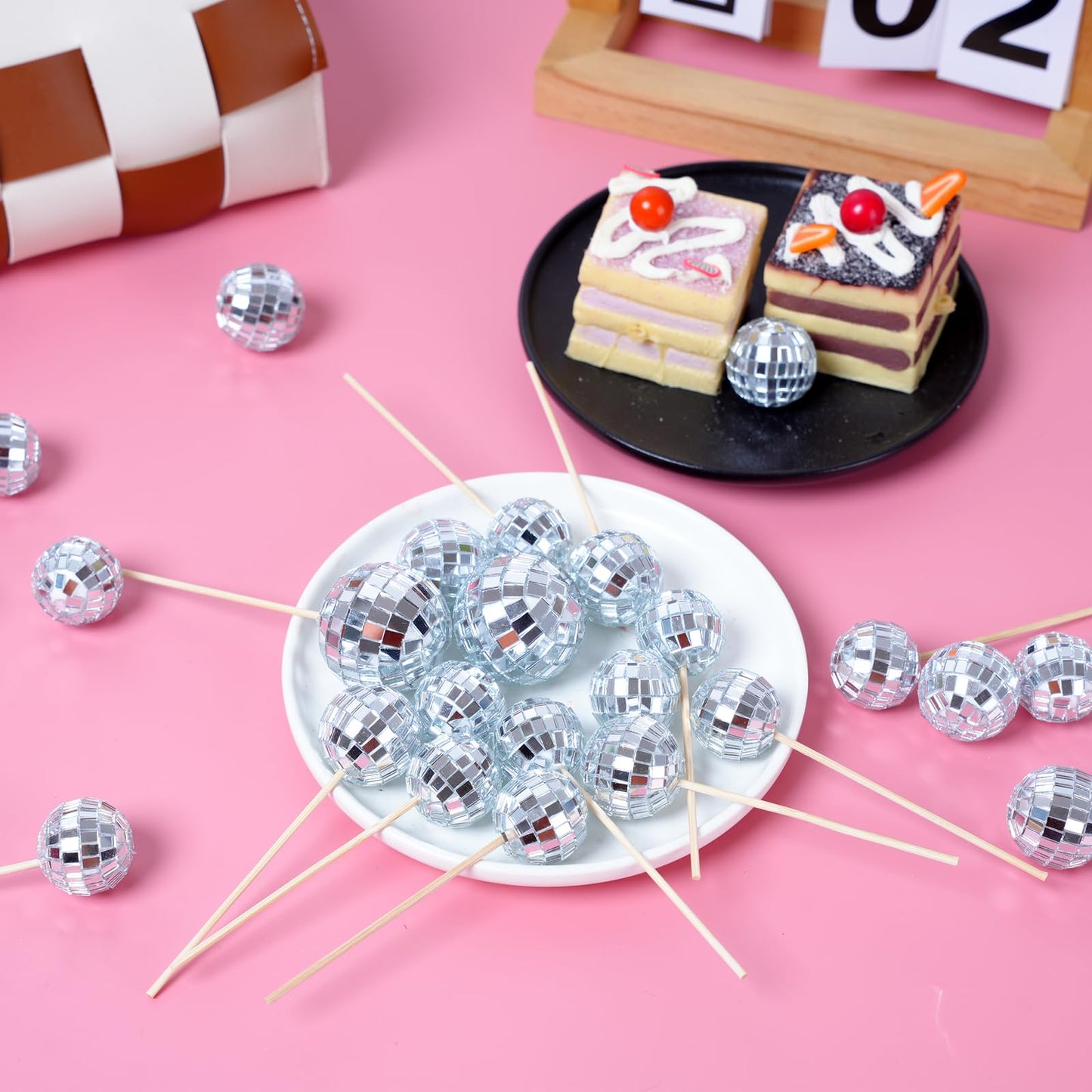 31pcs Disco Ball Cake toppers Happy Birthday Cake Topper 1970s Disco Ball Cake Picks Theme Cake Decor for Disco Theme Party Favor