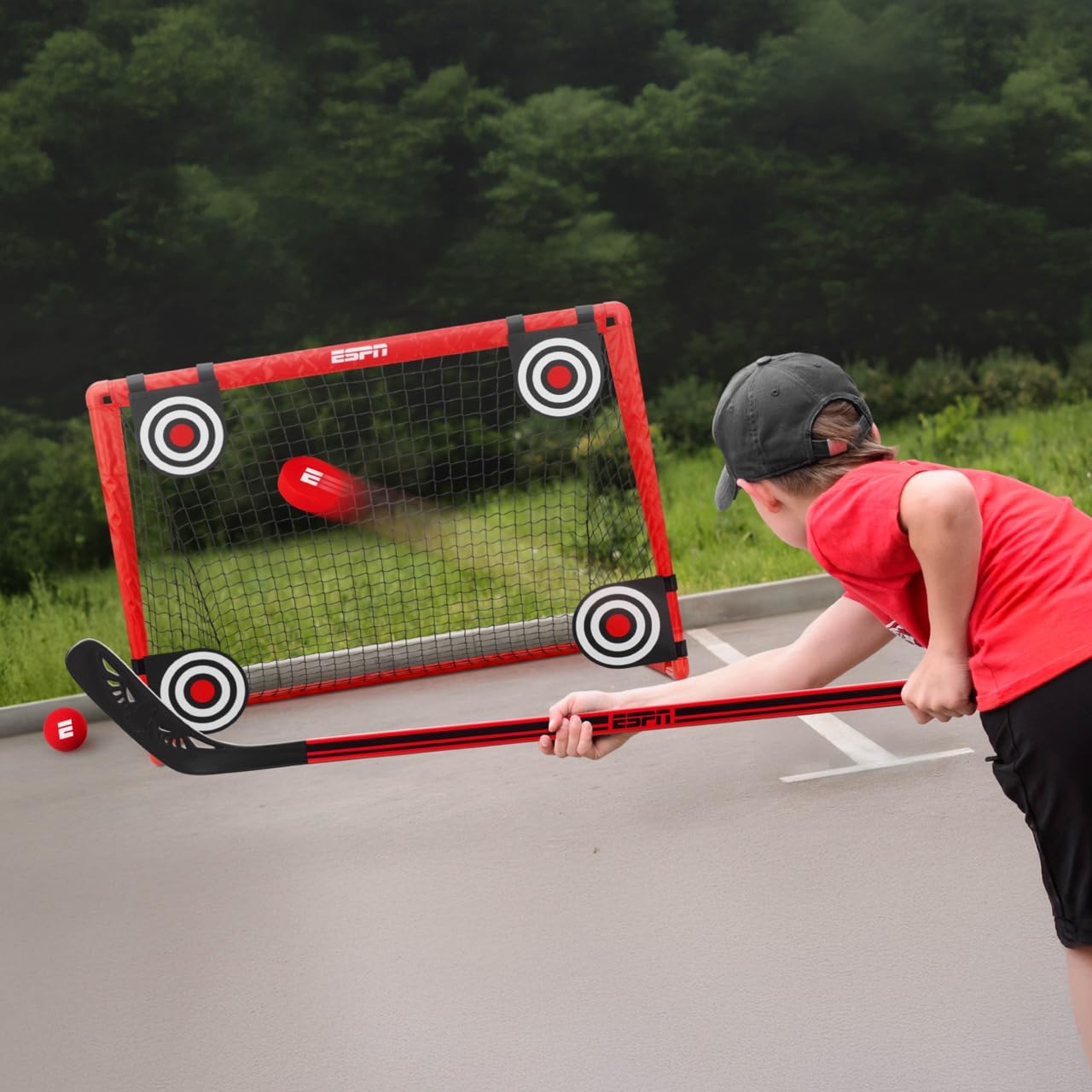 ESPN Street Hockey Training Set for Kids with Hockey Net, Stick, Ball/Puck