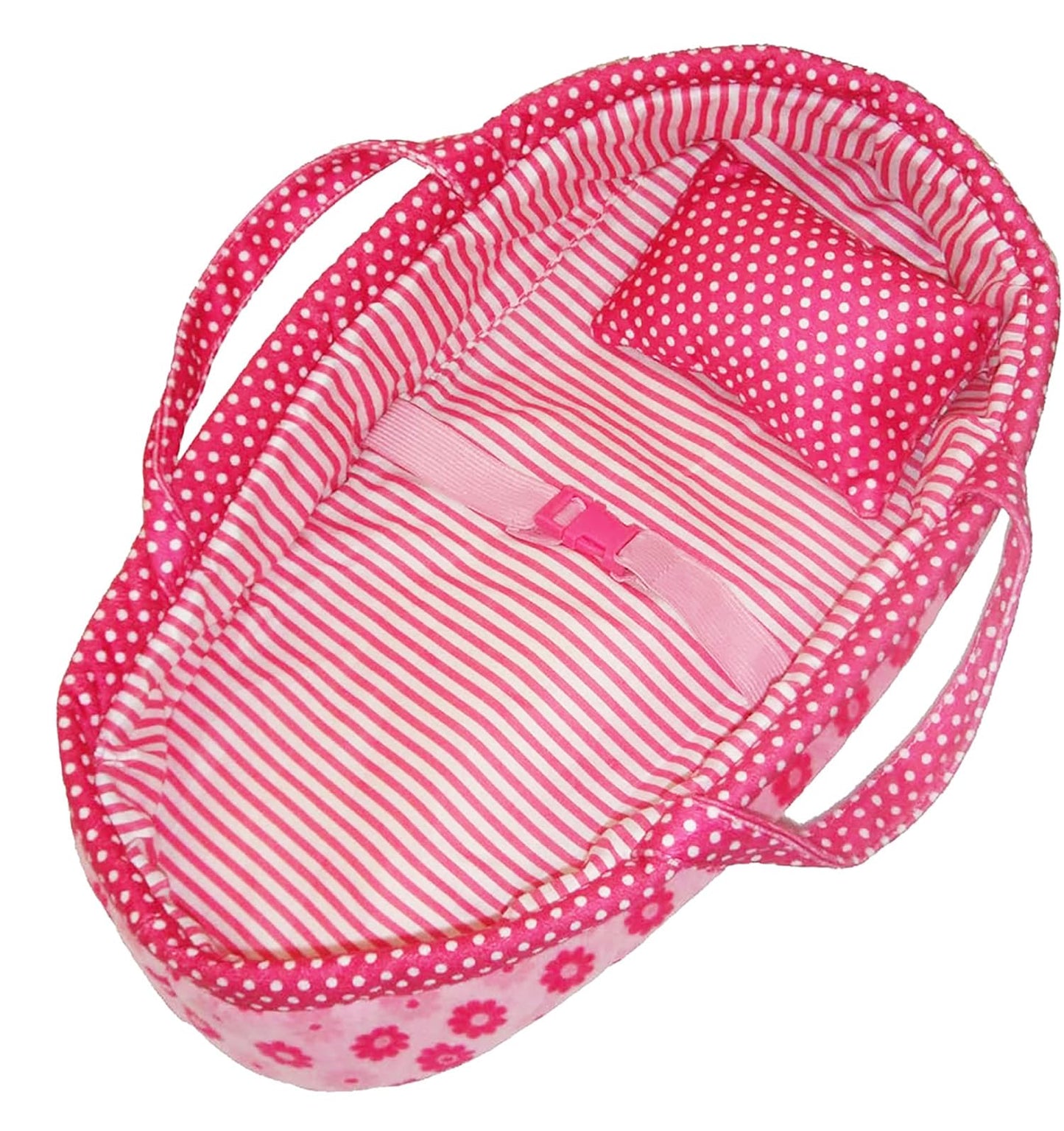 Pink Daisy Doll Carrier Bassinet Bed Carrier & Pillow, 18" | Baby Doll Bassinets, Play Baby Doll Carrier, Doll Baby Carriers, Baby Doll Carrier Bed