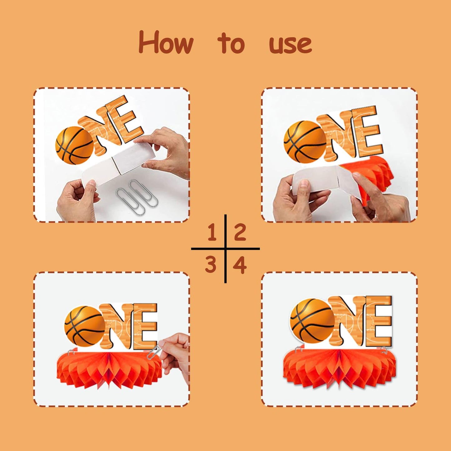 8Pcs Basketball 1st Birthday Decorations Centerpiece for Boys, Reusable First Year Down Basketball Theme Table Centerpiece Party Supplies, Sports