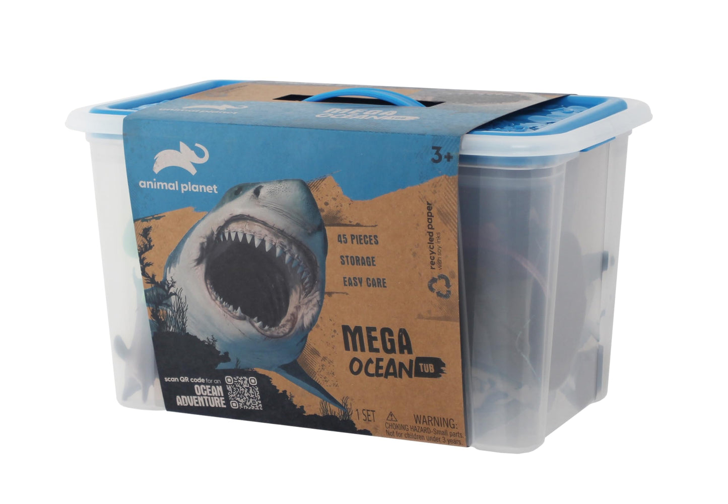 Animal Planet 45-Piece Ocean Animal Toy Set - Sea Life Figures with Sharks, Dolphins, Whales, Octopus, Coral, Rocks & Scenery for Kids Ages 3+