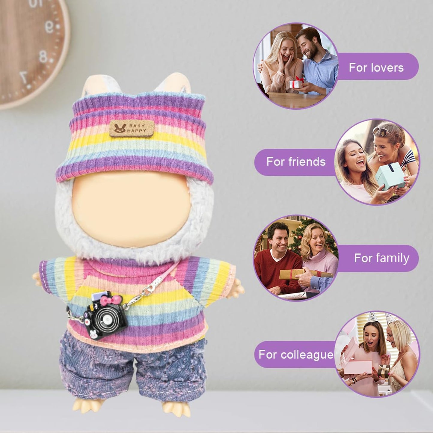 Clothes for 17cm Dolls(NO Doll) for Doll Outfits with Accessories Suit Cute Stylish Dress Up Set Purple Pants