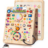 Busy Board with 19 LED Light Switches, Montessori Toys for 1 2 3 Years Old, Wooden Sensory Board, Toddlers Activity Travel Toys for 1 2 3 Year Old Boy