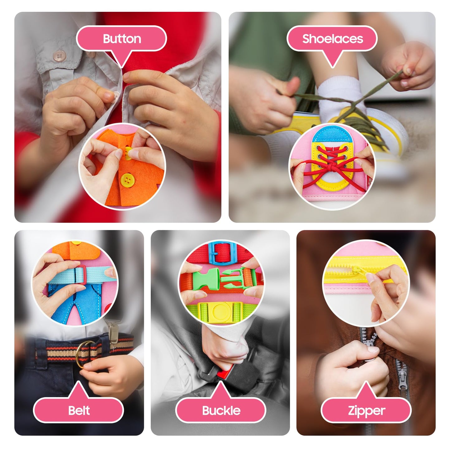 HumorPlay Busy Board Montessori Toys for 1,2,3 Year Old Girl Gifts, Sensory Educational Busy Book for Toddlers 1-3 Age, Christmas Birthday Gift