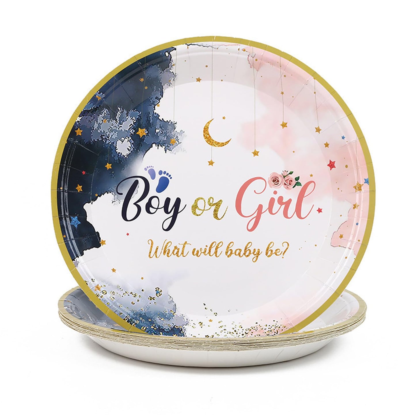96PCS Gender Reveal Party Supplies Tableware Kit for 24 Guests