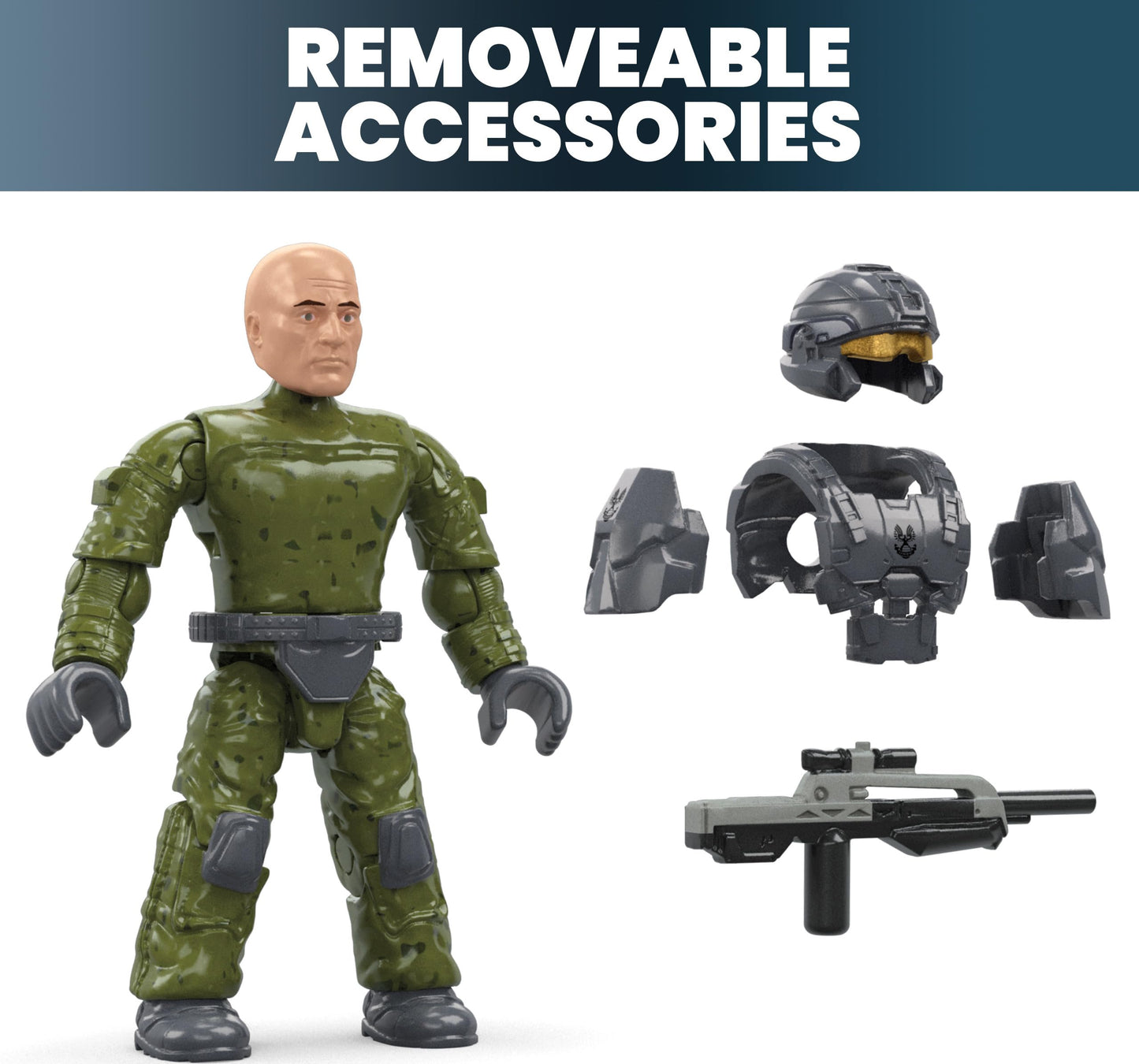 MEGA Halo The Series ATV Building Toys Set, FLEETCOM Mongoose Vehicle with 79 Pieces, 1 Poseable Articulation Figure, Green, Kids or Adults
