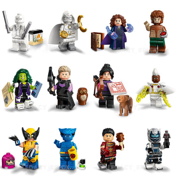 LEGO Marvel Series 2 Minifigure: Complete Set of 12 Minifigures: Beast Wolverine Moon Knight Hawkeye - Includes Calendar Man Capes - Superheroes 71039