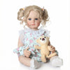 Tookyhill Lifelike Reborn Baby Doll - 22 Inch Realistic Blonde Toddler Doll with Curly Hair, Blue Eyes & Bear Toy Accessories, BPA-Free Posable Full