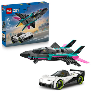 LEGO City Jet vs. Car Building Toys for Kids - Vehicle Sets for Boys & Girls, Ages 6+ - Gift for Birthdays - Toy Car & Jet W/Driver & Pilot
