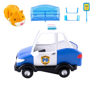ZhuZhu City Electronic Hamster Police Car Toy - Interactive Pet with 40+ Sounds & Sirens - Includes Mr. Squiggles - Birthday Gift for Boys & Girls