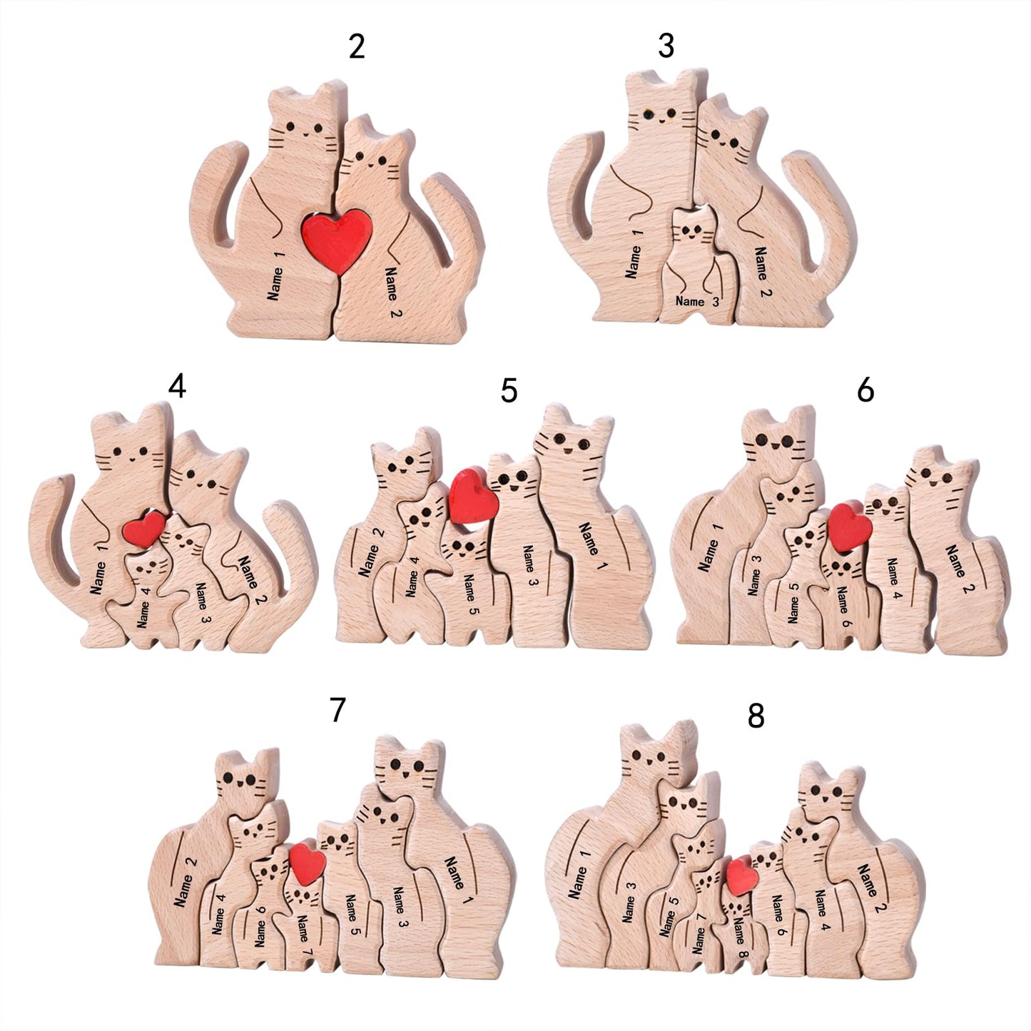 MissNaNa Personalized Family Name Puzzle Custom Wooden Bear Puzzles