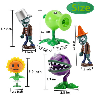 JHESAO 5 PCS Plants and Zombies Toys Action Figures Zombies PVZ Toys Set 1 2 Series Great Gifts for Kids and Fans, Birthday and Christmas Party New