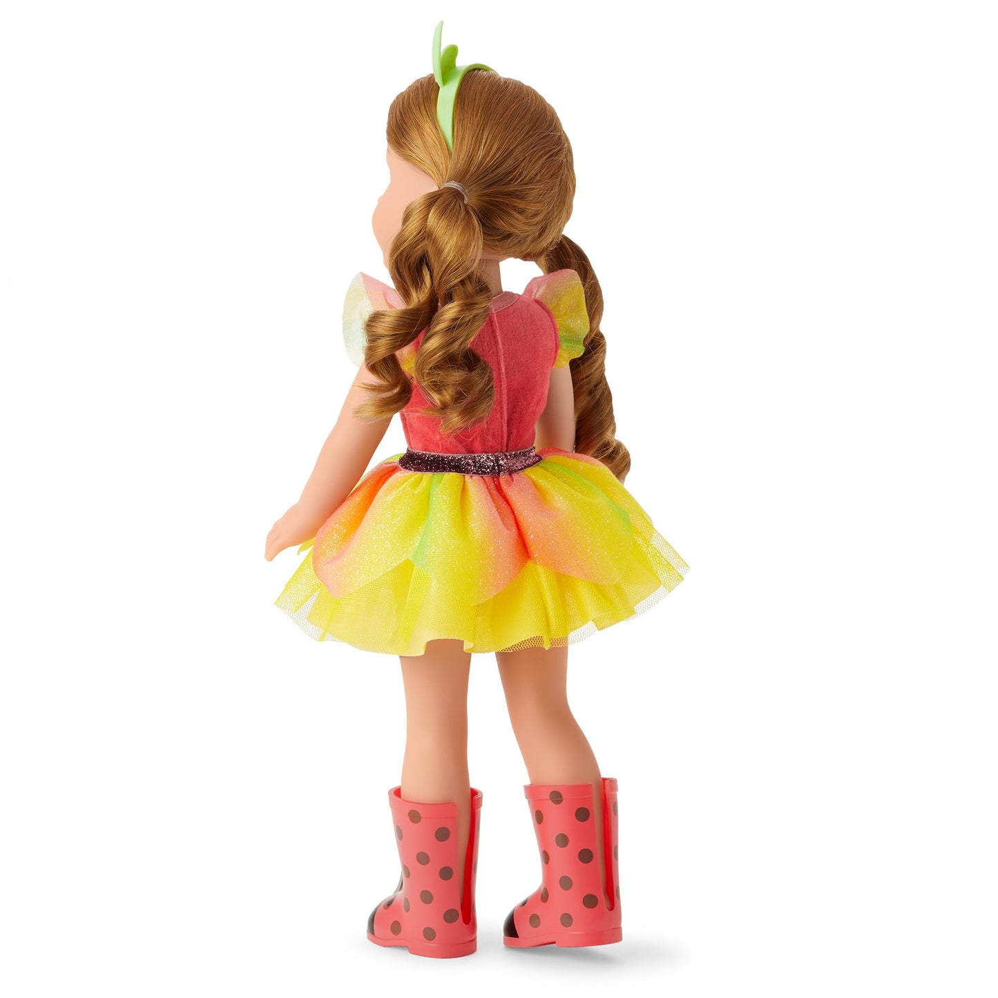 American Girl WellieWishers 14.5-inch Willa Doll with Coral Leotard, Mesh Skirt, Headband, and Boots, For Ages 4+