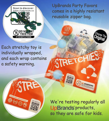 UpBrands 24 Painted Stretchy Lizards Toys 3 Inches Bulk Set, 4 Models, Kit for Birthday Party Favors for Kids, Goodie Bags, Easter Egg Basket