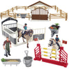 TUSAUW Horse Stable Playset, Horse Toys Set for Kids Birthday Gifts with 2 Horses and 2 Riders, Realistic Horse Stable Club Playset, Farm Animals