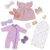 LullaBaby - 13 Pieces Fashion Set - 14-Inch Baby Doll Clothes - Pajama, Dress & Bath Accessories - Pretend Play 2+ Years- Baby Doll Clothing Set