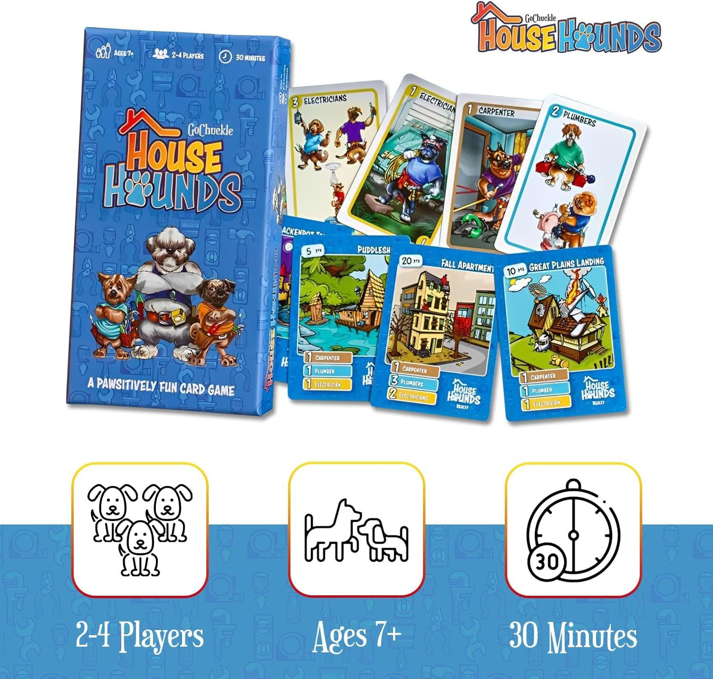 GoChuckle House Hounds Set Collection Card Game - A Race to Collect Workers Needed to Fix up Broken Down Houses, Strategy Game for Families, Adults