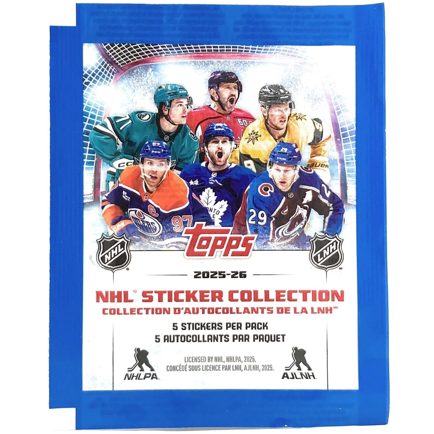Topps 2025-26 NHL Hockey Sticker Collection Box (50 Packs, 5 Stickers per Pack - Album Sold Separately)