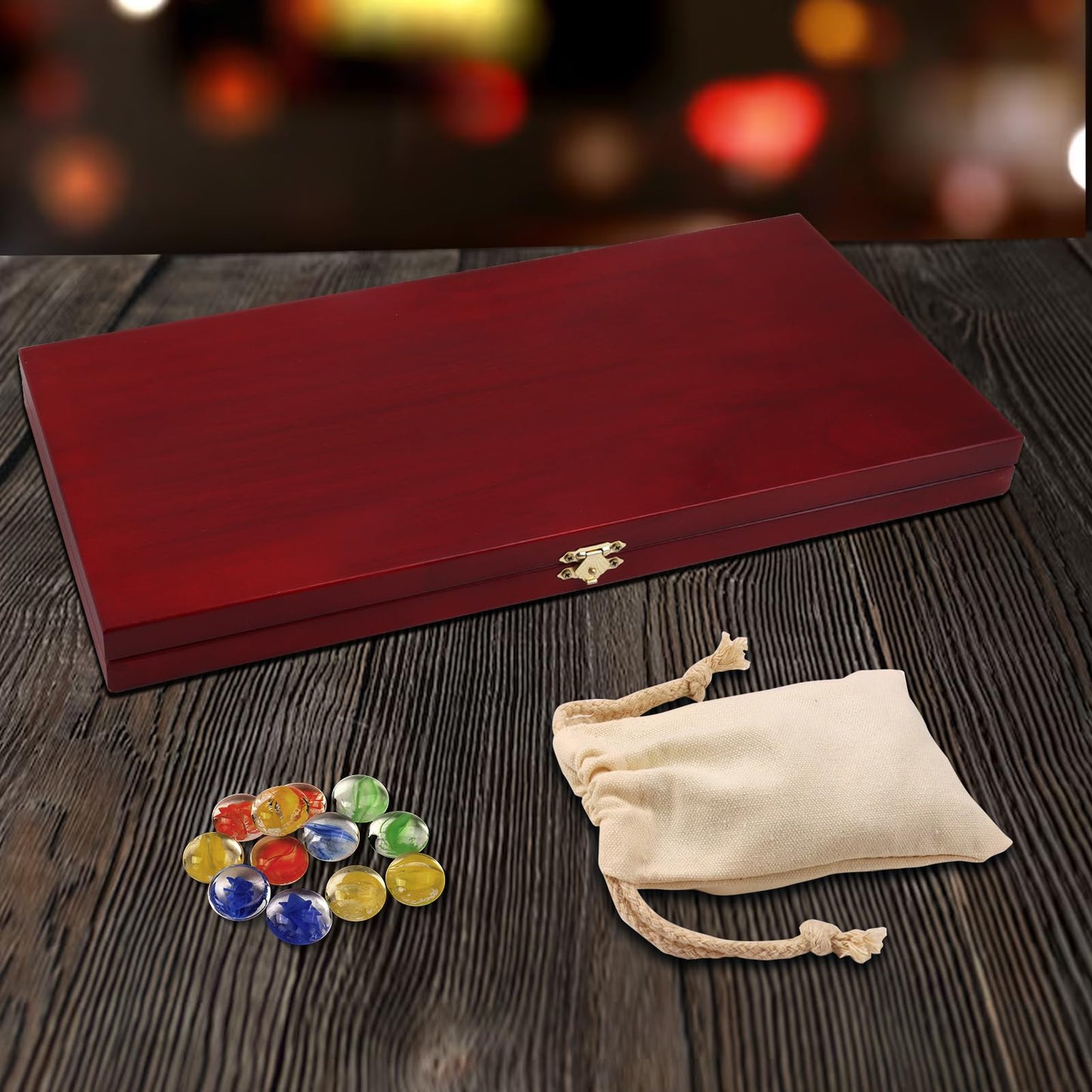 GSE Games & Sports Expert 4-Player Mancala Board Game with Multi-Color Glass Stones, Folding Wooden 4-Way Mancala Family Travel Strategy Games Set