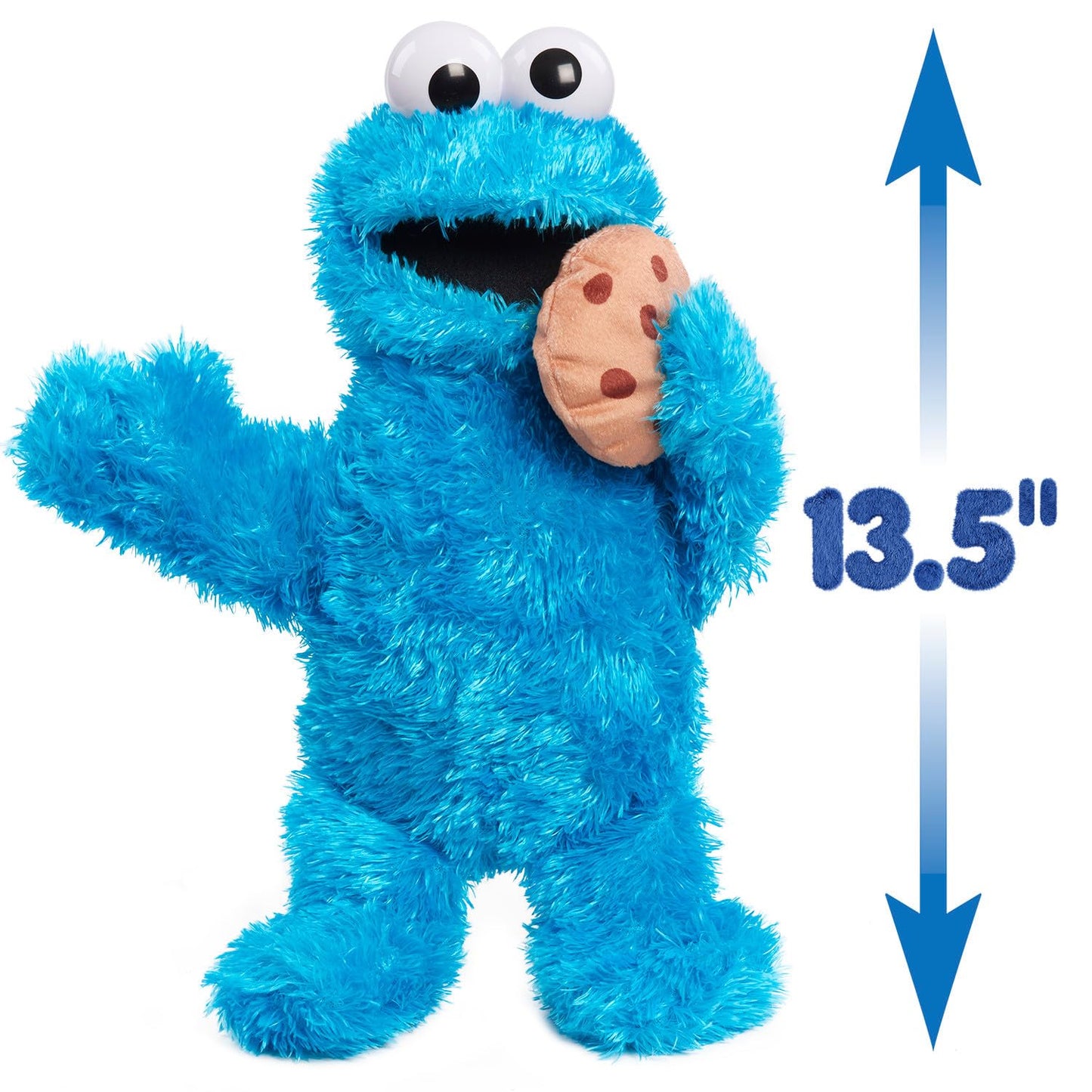 Just Play Sesame Street 13.5-inch Nom Nom Cookie Monster Plush with Sounds and Motion, Blue, Kids Toys for Ages
