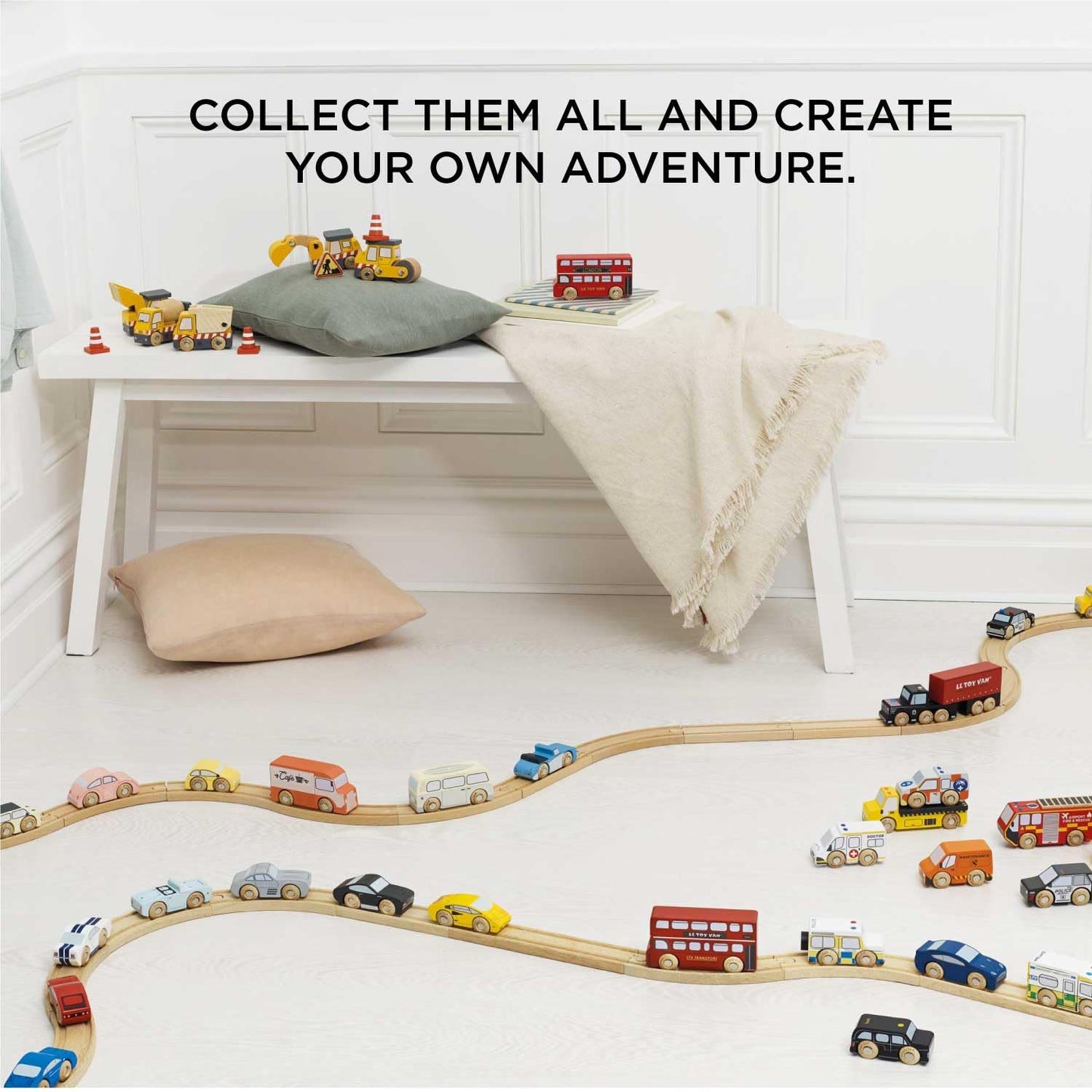 Le Toy Van London Car Set Premium Wooden Toys for Kids Ages 3 Years & Up (TV267), 7-pk