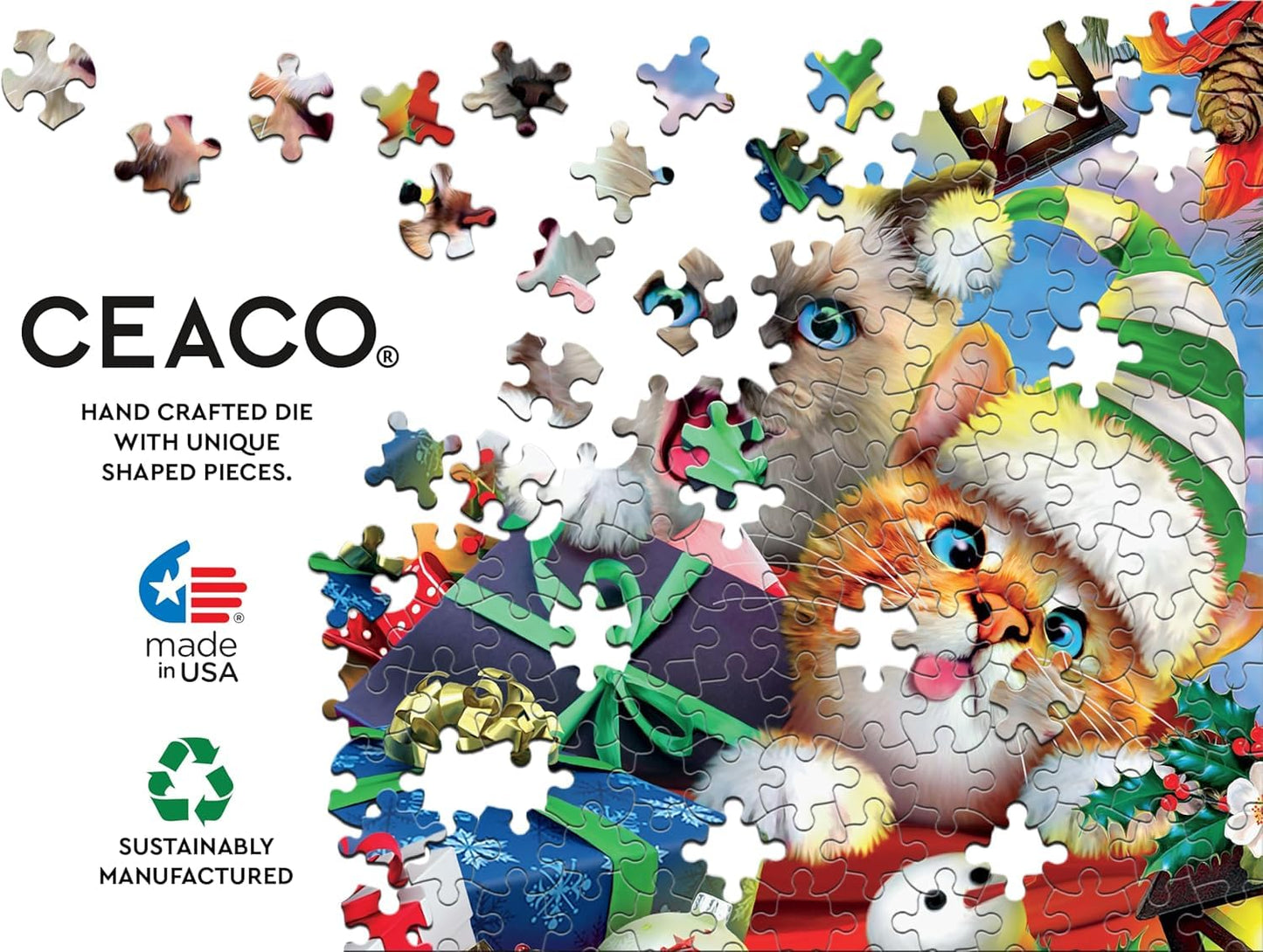 Ceaco - Selfies Holiday Cats - 500 Piece Jigsaw Puzzle for Adults