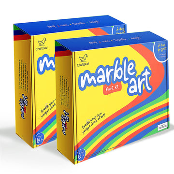CraftBud Marbling Paint Kit for Kids with 10 Paint Colors, Water Art Paint Sets, Guide Books, 2 Aprons, 2 Sheets of Stickers, 2 Mixing Spoons, 2 Water