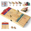21 Inches Horse Racing Game, Horse Race Board Games with 11 Luxury Metal Horses,Thickened Wood Chessboard,Chips,Cards and Dice, Classic Wooden Table