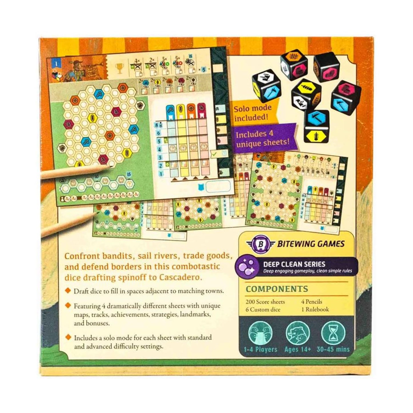 Bitewing Games - Cascadito Roll & Write Board Game for 1-4 Players - Challenging, Combotastic, Clever - Draft Dice to Protect The Kingdom - Designed