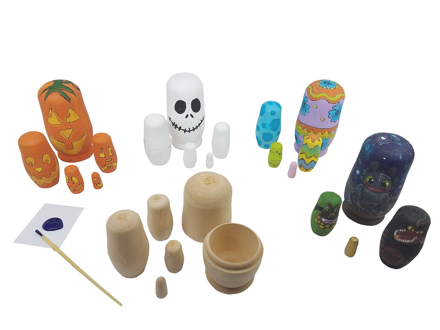 Adventure Awaits! 2-Pack Solid Wood Blank Nesting Doll 5pc Set