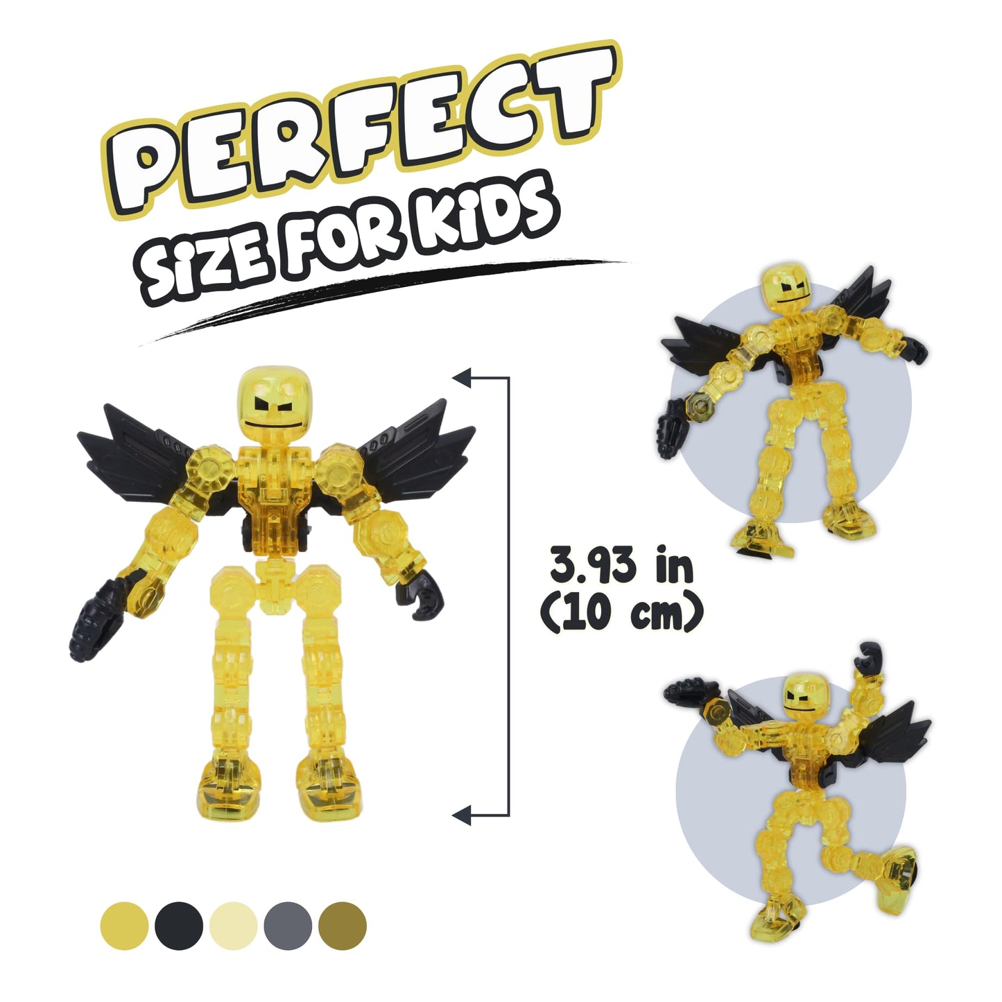 Zing Klikbot Galaxy Pack, Set of 3 Poseable Action Figures with Weapons, Includes 1 Hero (Ice), 1 Villain (Maze) and 1 Guardian (Scorpion), Stop