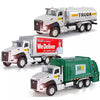 3 Pack City Diecast Semi Trucks Transport Set - Big Toy Garbage Truck, Oil Tanker, & Transport Vehicle Toy with Pull Back Action - 1/50 Scale Metal