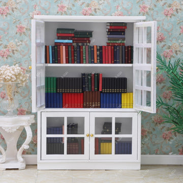 iLAND Dollhouse Furniture Miniature Bookshelf on 1:12 Scale Dollhouse Shelf for Mini Books and 1/12 Scale Accessories Modern Doll House Furniture