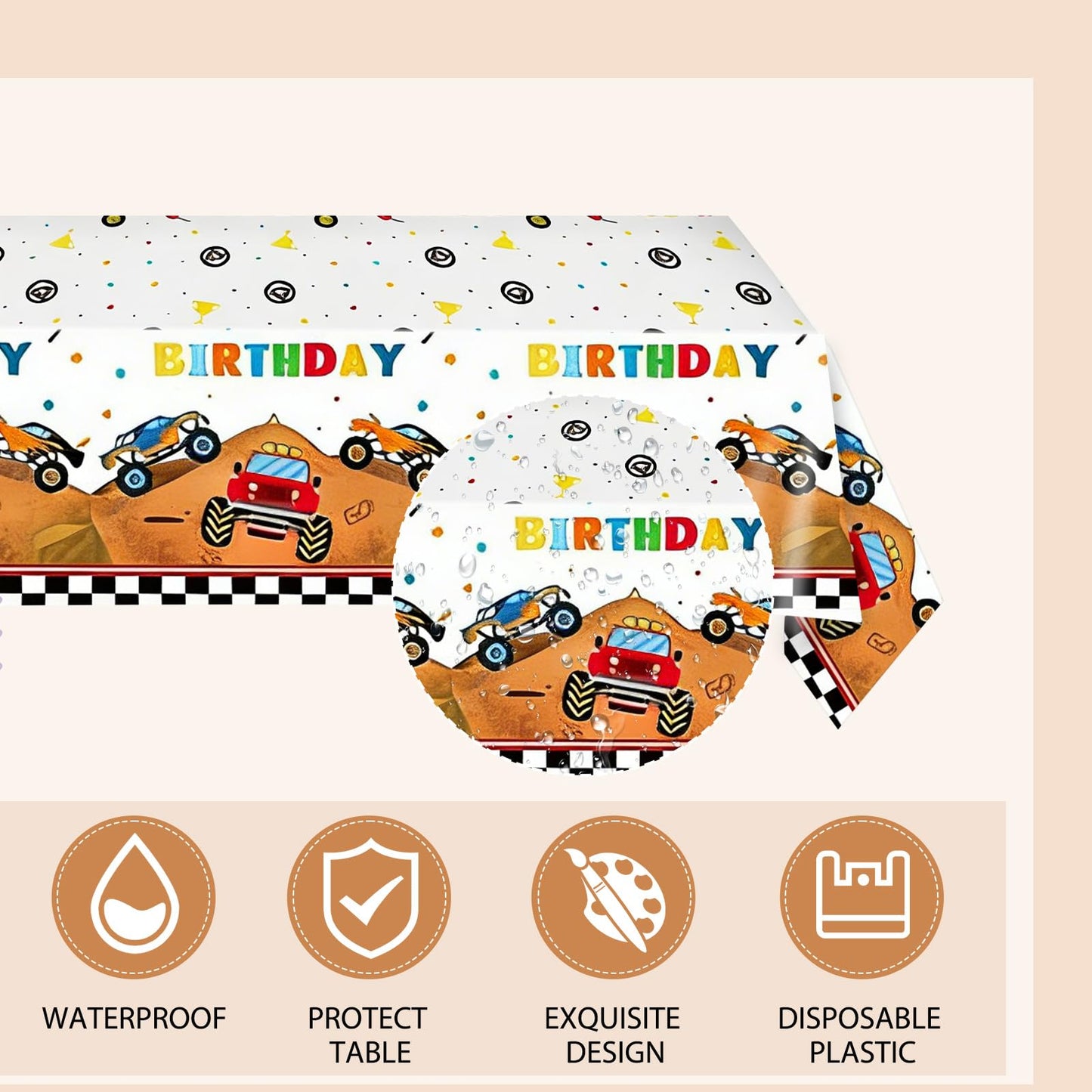 Monster Truck Birthday Decorations, 41Pcs Fun Monster Truck Party Supplies Tableware Include Kids Birthday Paper Plates Napkins and Tablecloths Set