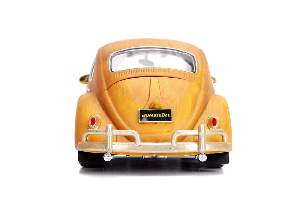 Jada Toys Transformers Bumblebee Volkswagen Beetle Die-cast Car, 1:24 Scale Vehicle & 2.75" Charlie Collectible Metal Figurine, Yellow