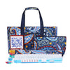 Kyerlish American Mahjong Tile Set with Navy Printed Carrying Bag, 166 Premium White Tiles, 4 All-in-One Color Racks/Pushers, Mah Jongg Sets, Complete