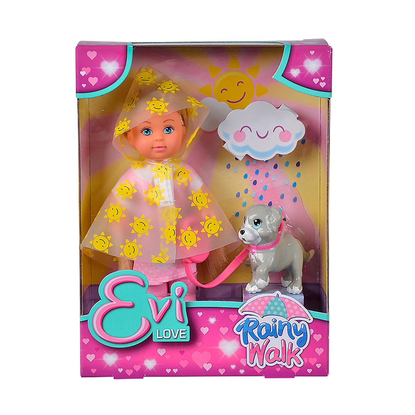 Simba Evi Love Rainy Walk 105733592 Doll in Rain Outfit with Rain Cape and Wellington Boots, with Cute Dog and Dog Lead, 12 cm Toy Doll, from 3 Years