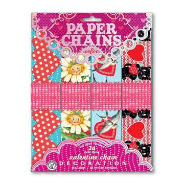 eeBoo: Valentine Paper Chain - 120 Links, No Glue Needed for Assembly, Four Different Patterned Links to Mix and Match, Paper Chain When Completed is