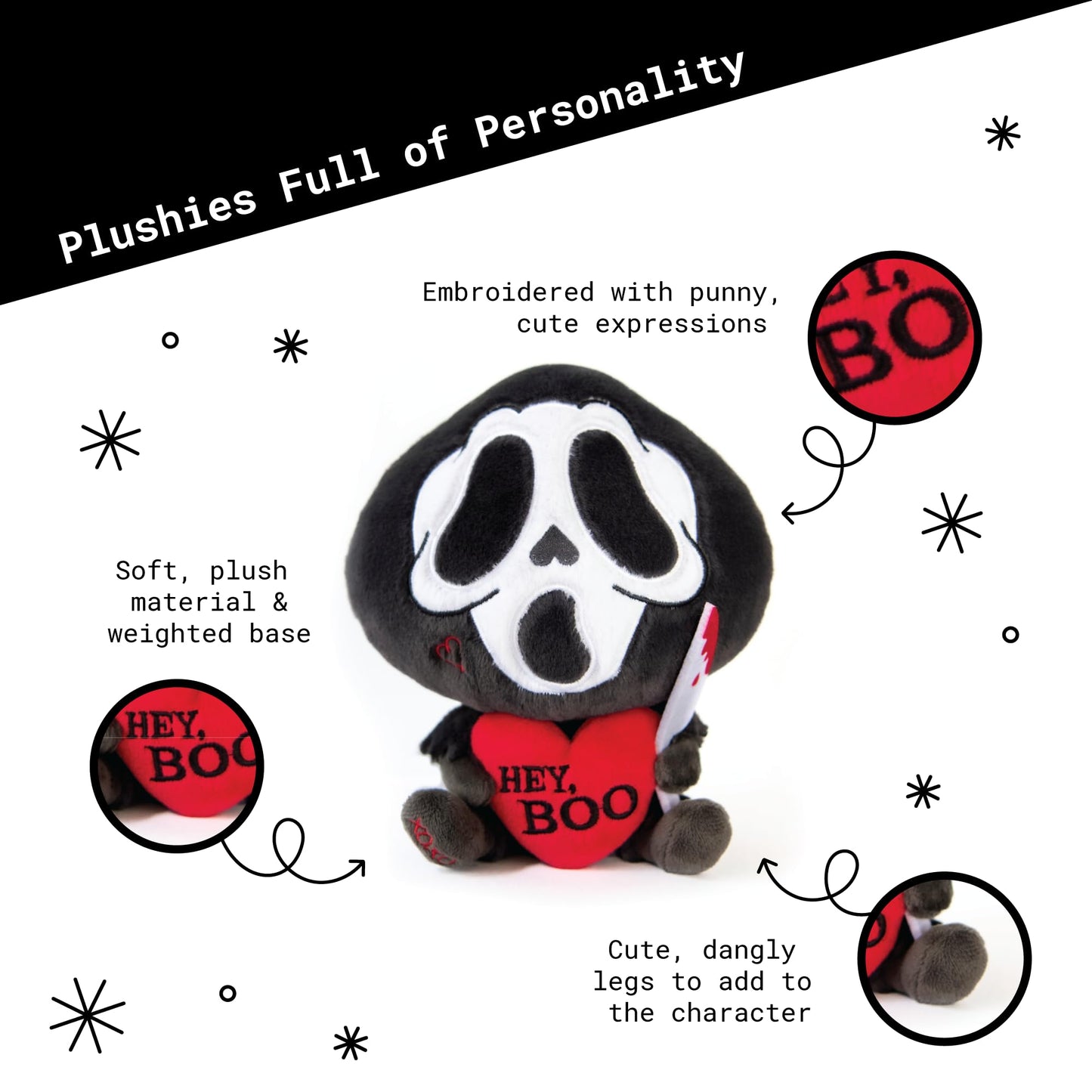 Punchkins Ghost Plushie - Hey, Boo Cute Valentine's Day Plush, Gift for Couple (Girlfriend, Boyfriend, Wife, Husband), Sassy Plush Toy for Gifting