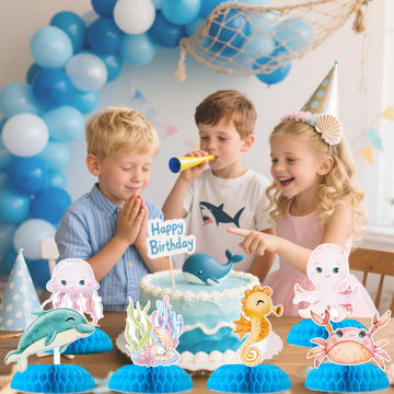 Ocean Animal Table Honeycomb Centerpieces, Happy Birthday Party Decorations