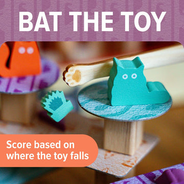 Cats Knocking Things Off Ledges, A Fun Dexterity Stacking Game for Families, Kids, Teens & Adults, Features Cute Cats & Toy Wooden Pieces, Portable