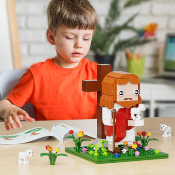 Jesus Building Block Set, The Shepherd God?Compatible with Lego Jesus Building Toy, Bible Story Jesus Figures with LED Light?Easter, Christmas